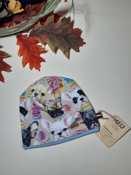 Izm.:46/48 Dubultā cepure ar gaiši zilu odere BULDOGI UN MAKARŪNI