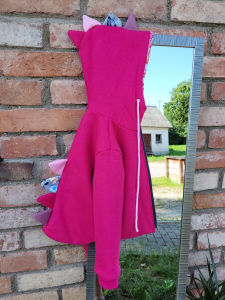 Izm.: 98 Siltinātas kokvilnas trikotāžas DINO jaka ar oderi - Koši rozā